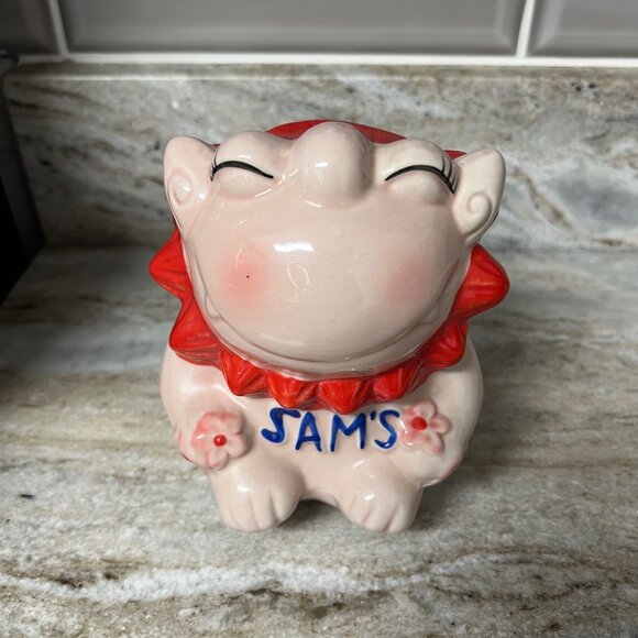 Sam's Restaurant Group Pink Lion Dog Logo Ryukyu Islands Okinawa Japan Tiki Mug - Picture 1 of 10